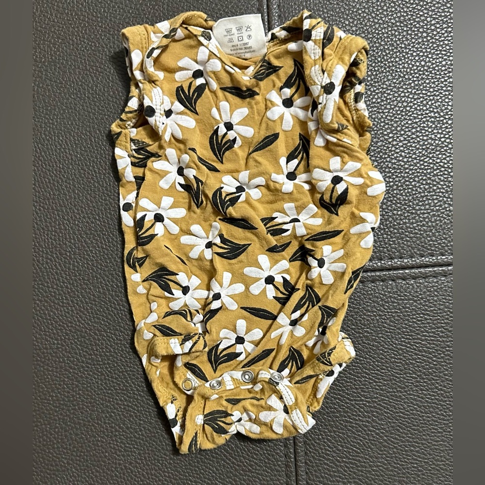 Spearmint love mustard with flowers onesie